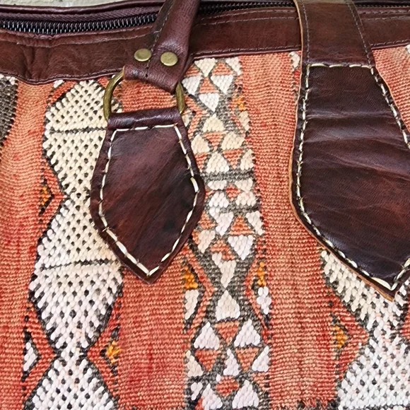 Handmade Leather & Kilim Duffel Bag - Picture 5 of 8